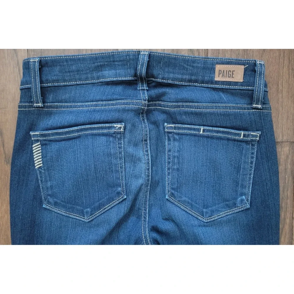 PAIGE Womens 25 Edgemont Dual Zipper Denim Blue Jeans Size 26x31 Made in USA 001